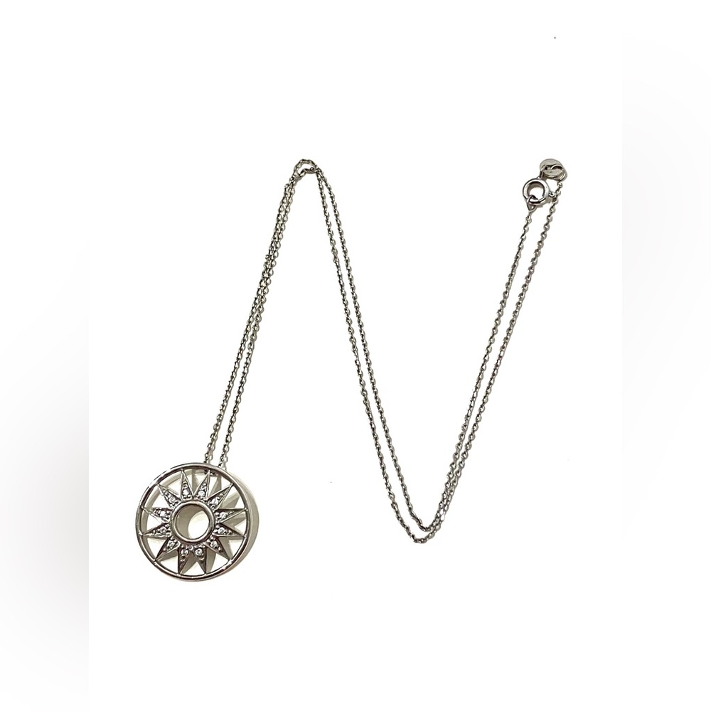 Sterling Silver 925 Sun CZ Pendant Necklace 18”